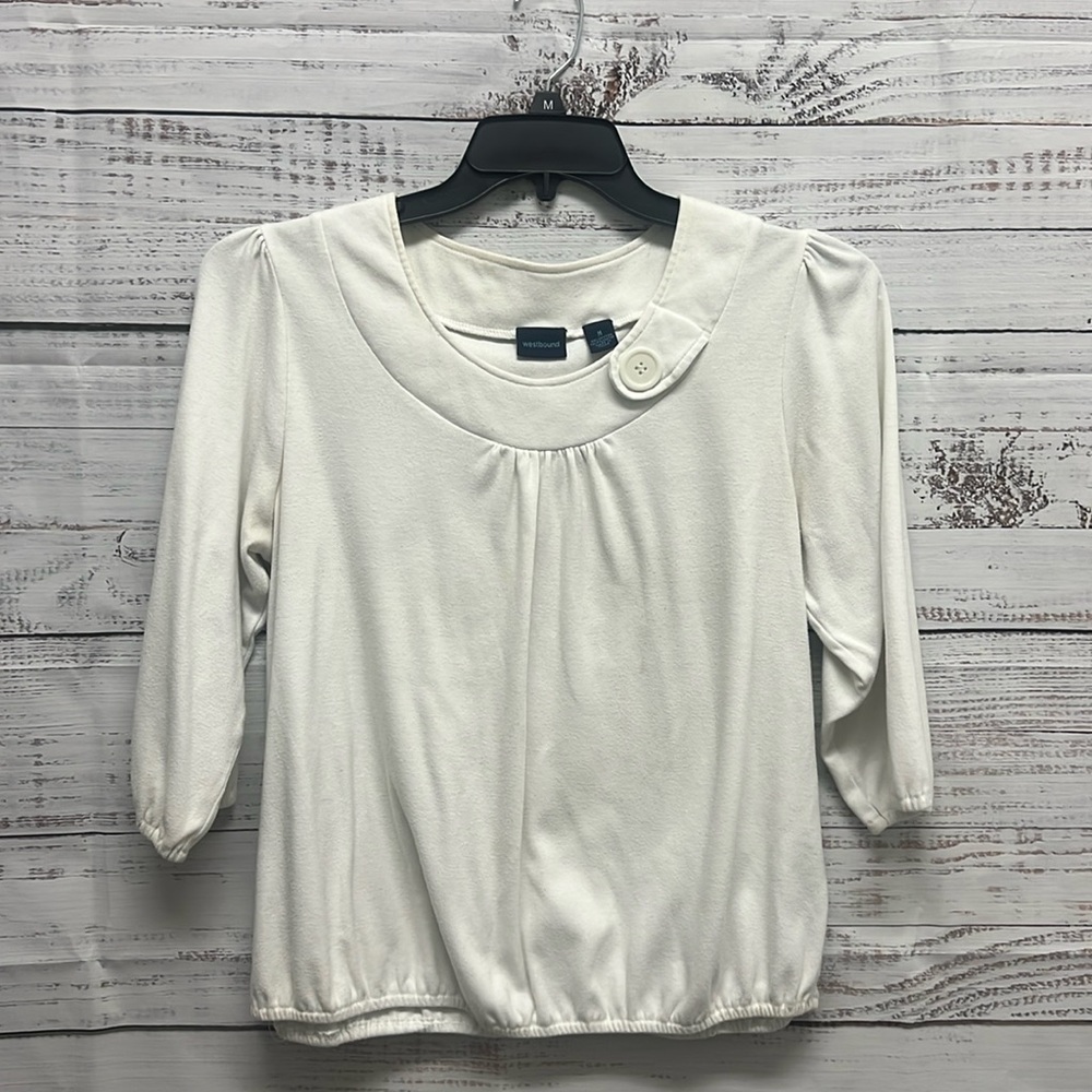Westbound Off White Button-Accent Blouse